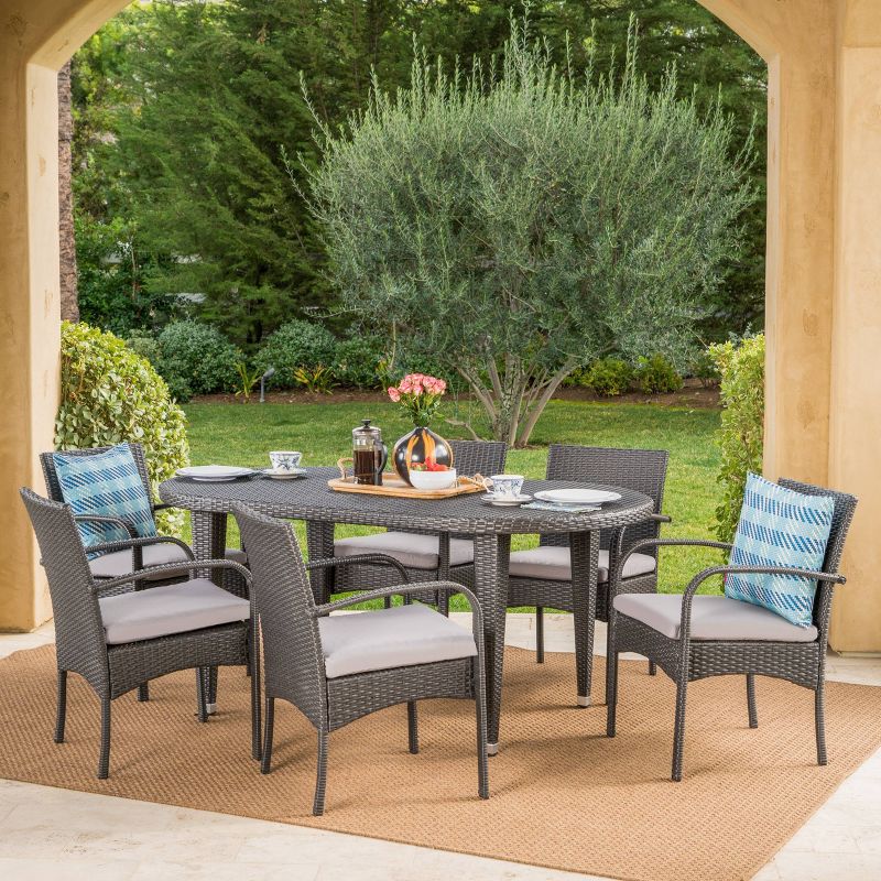 Circi 5pc Outdoor Dining Set - Black and Charcoal - CosmoLiving by Cosmoplitan