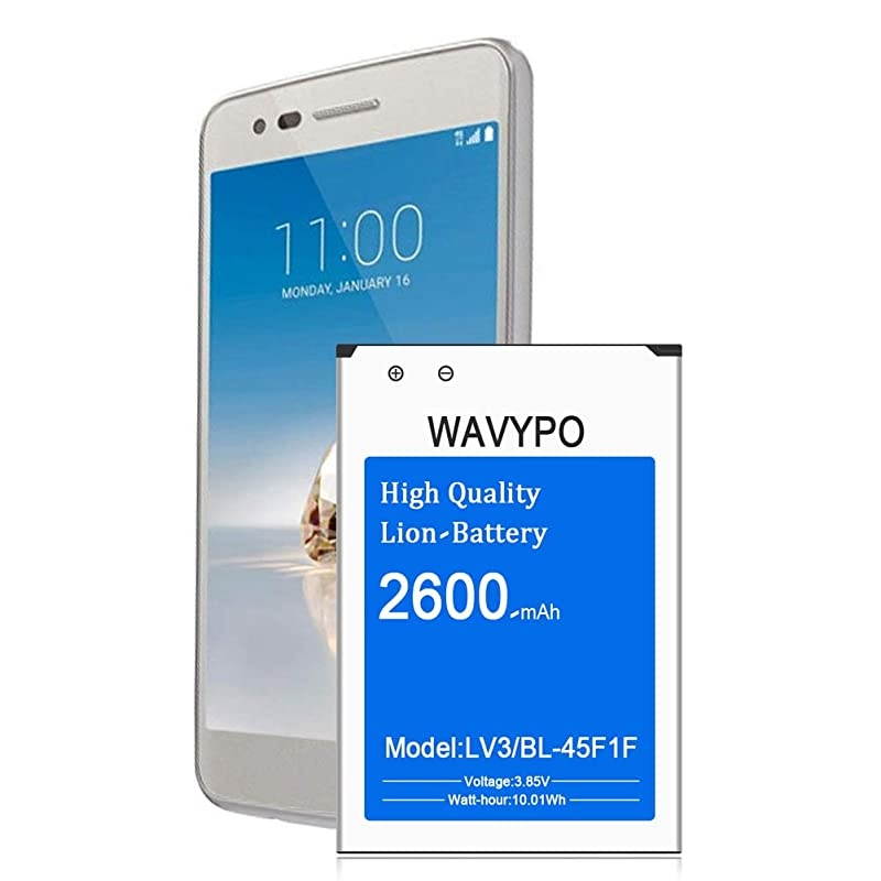 LG BL45F1F Battery 2600mAh Liion Replacement Battery for LG LV3 k4 K8 2017 Aristo MS210 Fortune M153 Fortune 2 LMX210CM Phoenix 3 Risio 2 M150 M151 18 Months Service