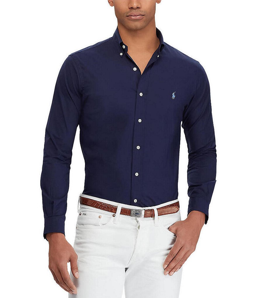 Polo Ralph Lauren Slim-Fit Solid Poplin Stretch Long-Sleeve Woven Shirt