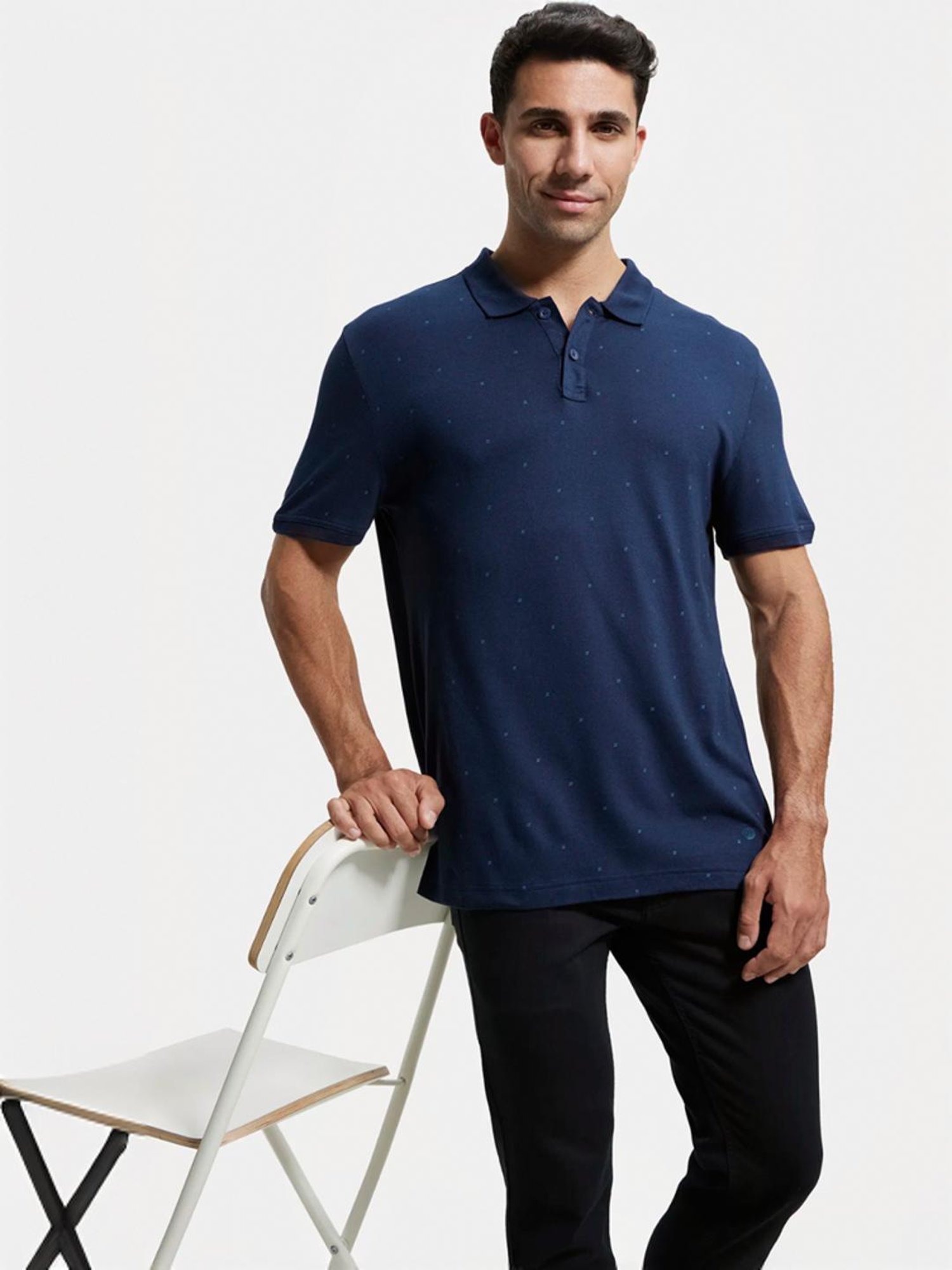 Jockey IM16 Men's Tencel Micro Modal And Cotton Blend Printed Half Sleeve Polo T-Shirt