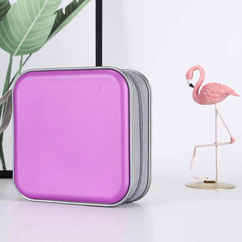 CD Case, 40 Capacity CD DVD Heavy Duty Wallet Storage Organizer Holder VCD Binder Bag Album Booklet (A-Purple)