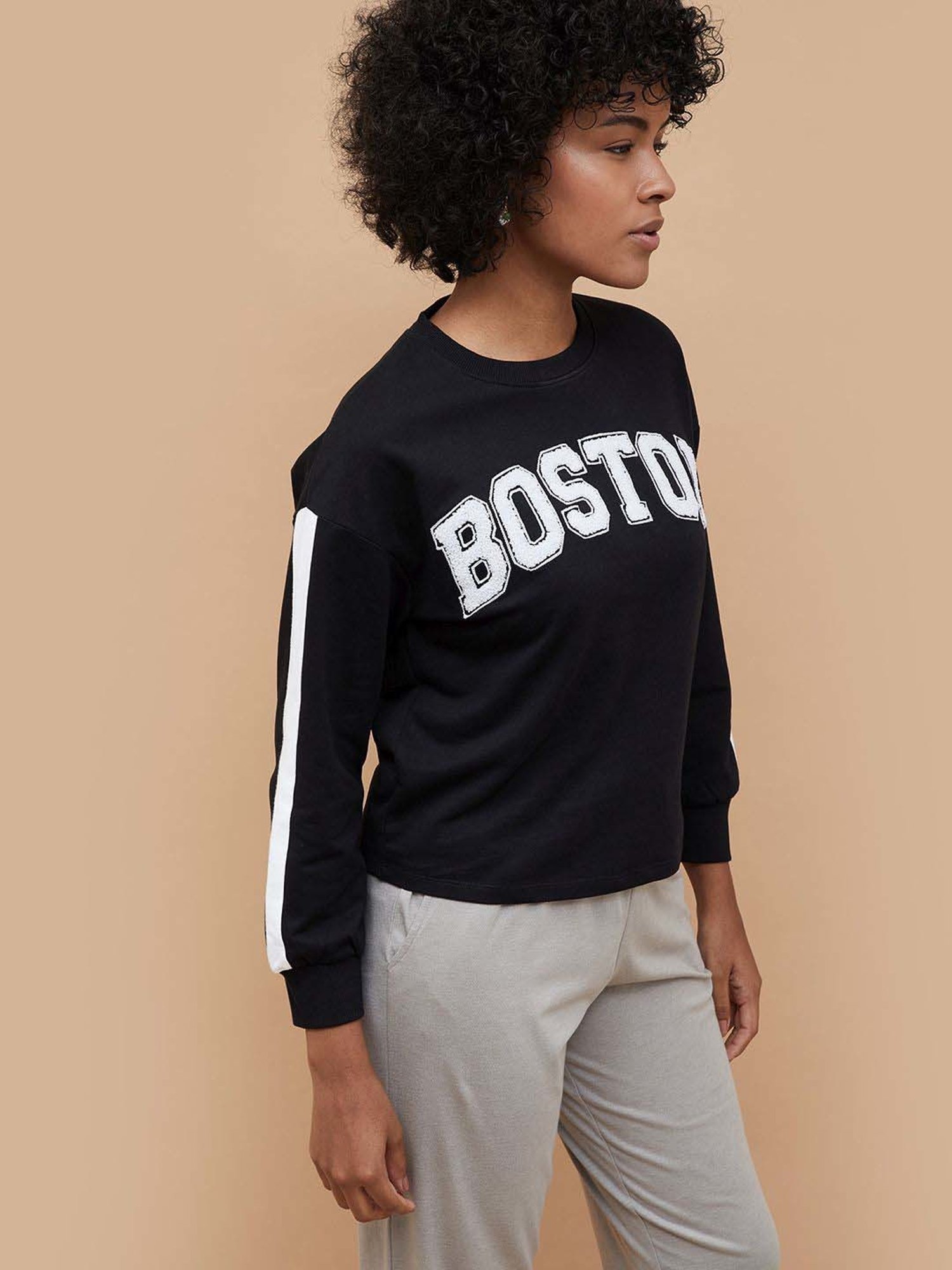 KAPPA Black Cotton Printed Sweatshirt