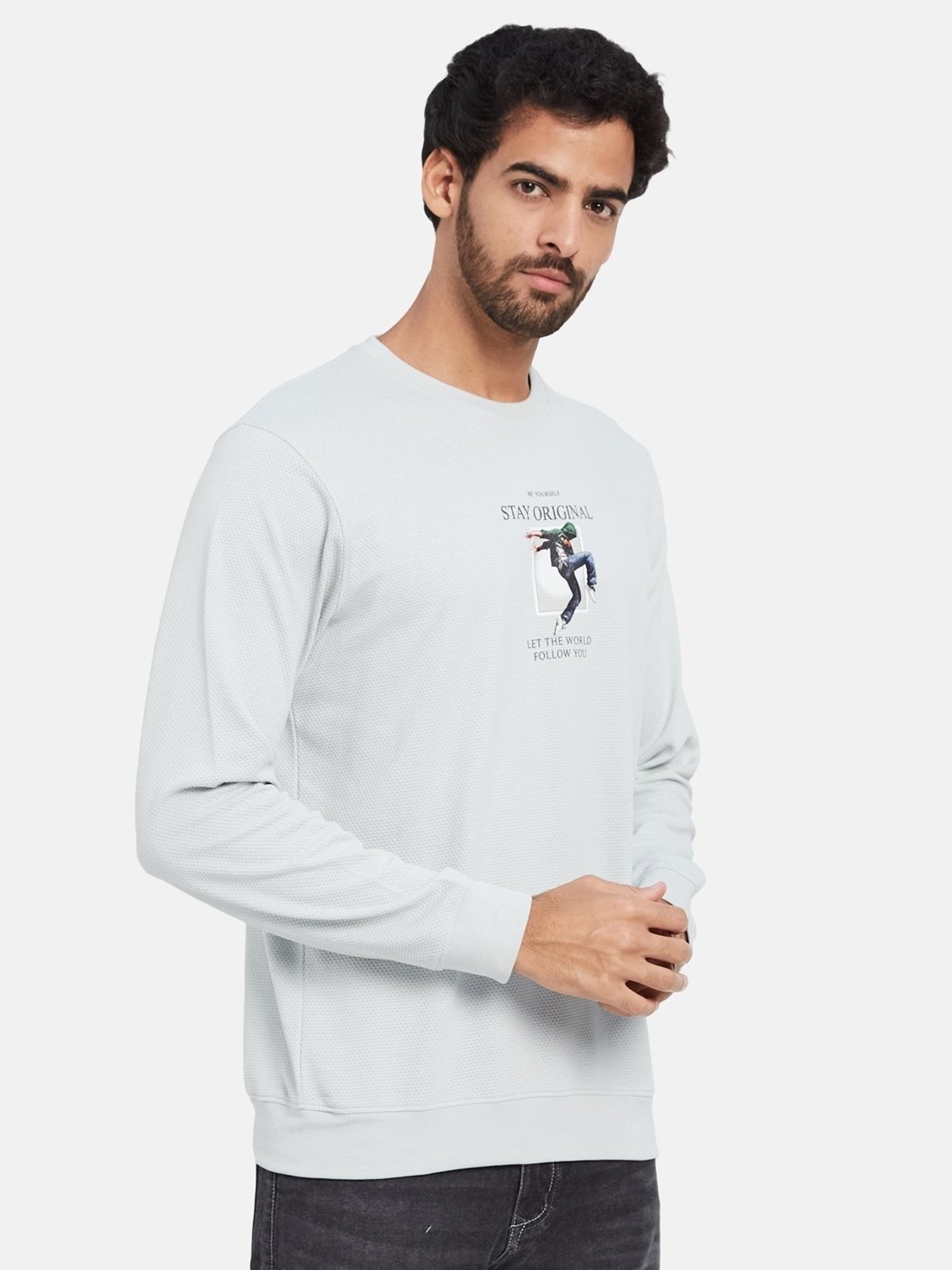 Octave Silver Regular Fit Printed Sweatshirt