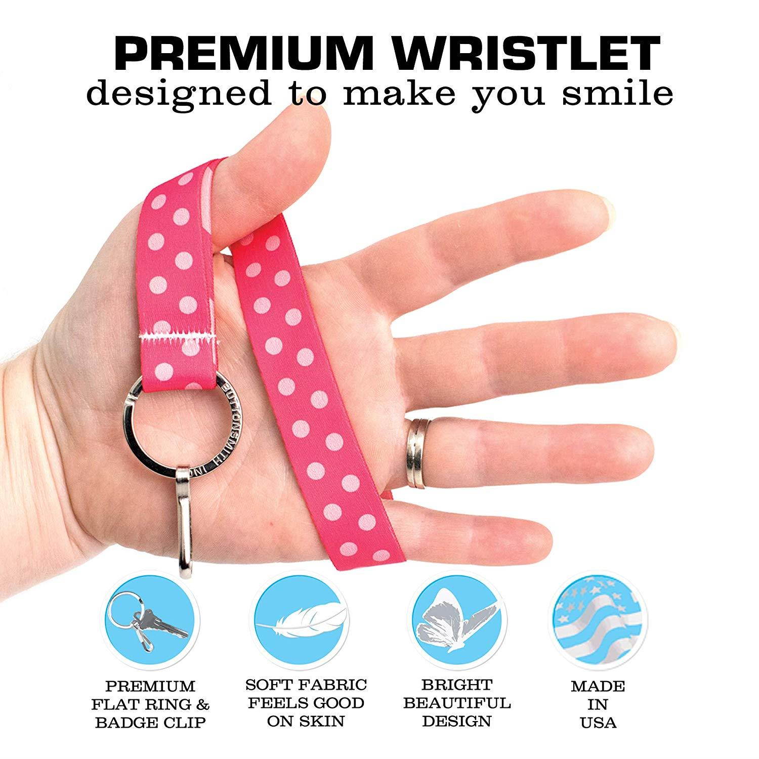 Buttonsmith Pink Dots Premium Wristlet - Made in USA