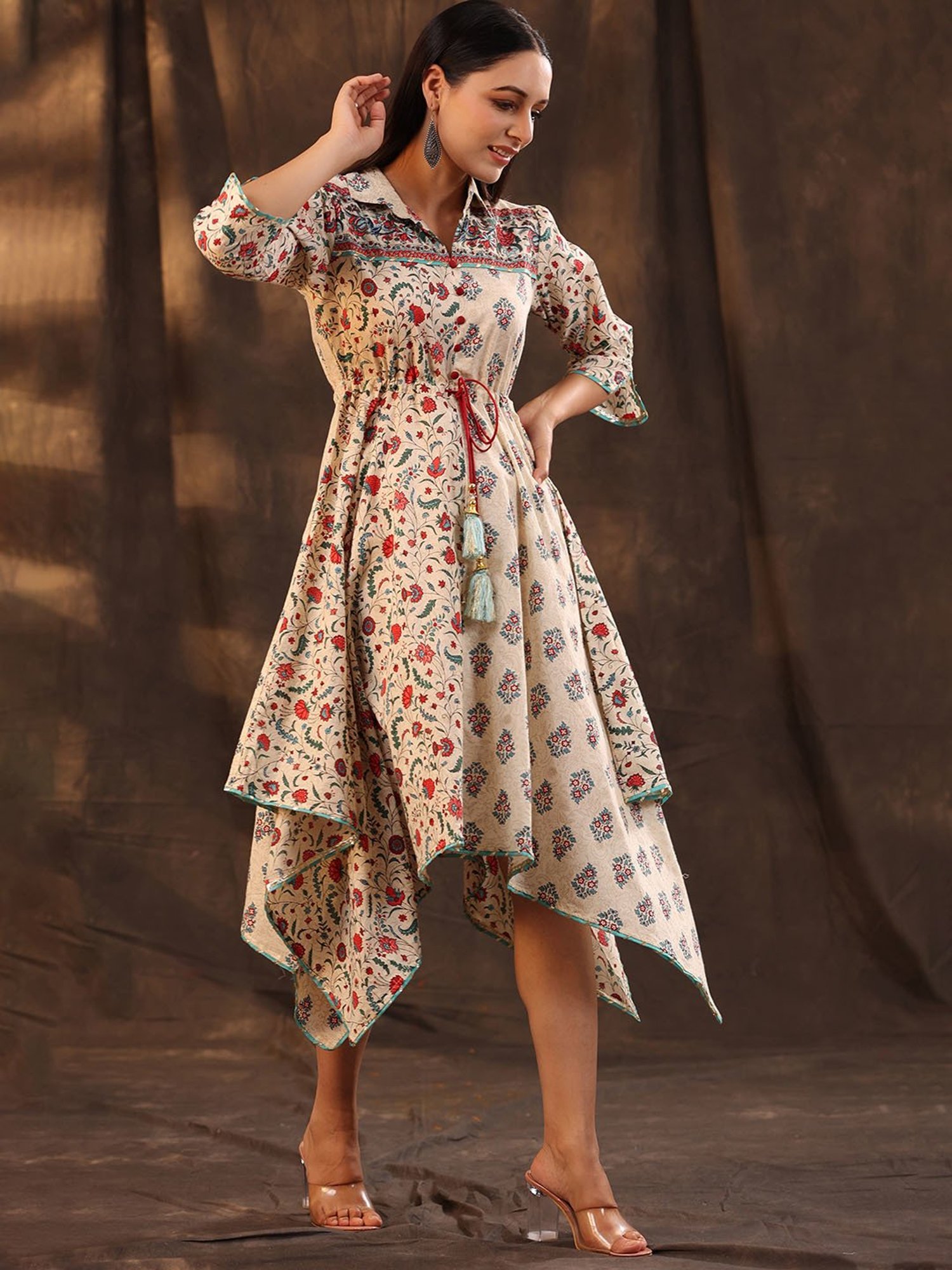 Saffron Threads Red Ethnic Dresses