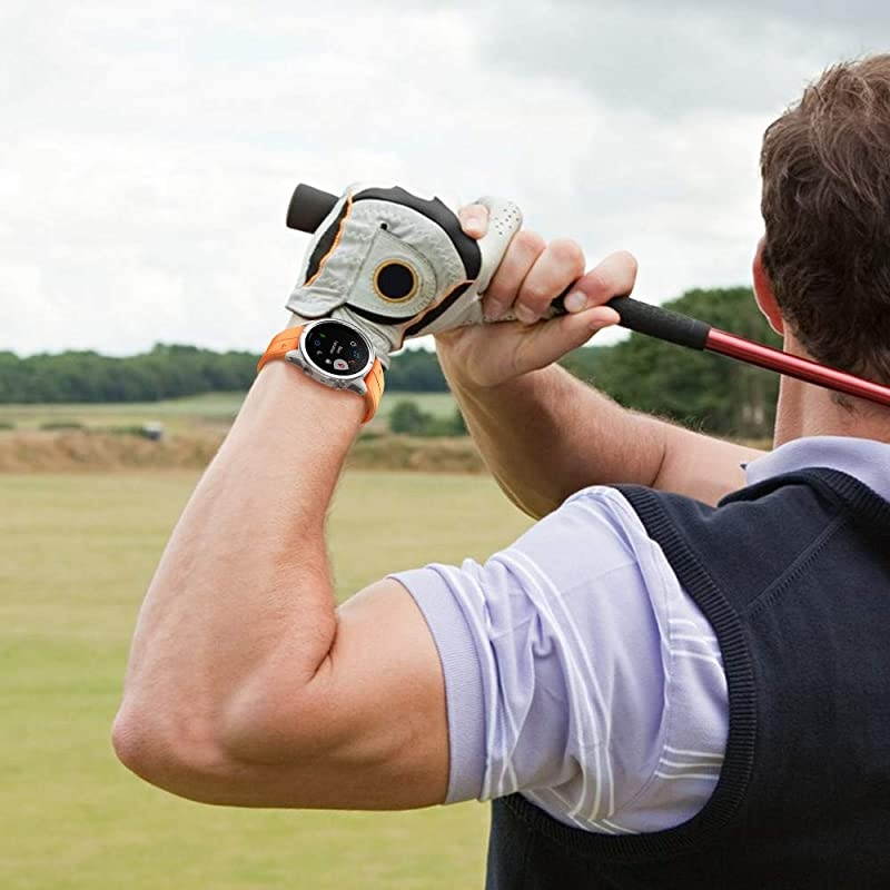 Compatible with Fenix 5S Plus Band Silicone Sport Watch Bands for Fenix 5SFenix 5S PlusFenix 6SFenix 6S ProD2 Delta S SmartwatchSilver BuckleOrange