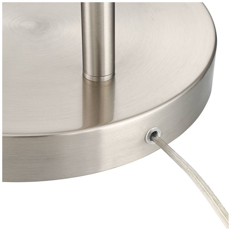 360 Lighting Modern Arc Floor Lamp Brushed Steel Off White Linen Drum Shade for Living Room Reading Bedroom Office