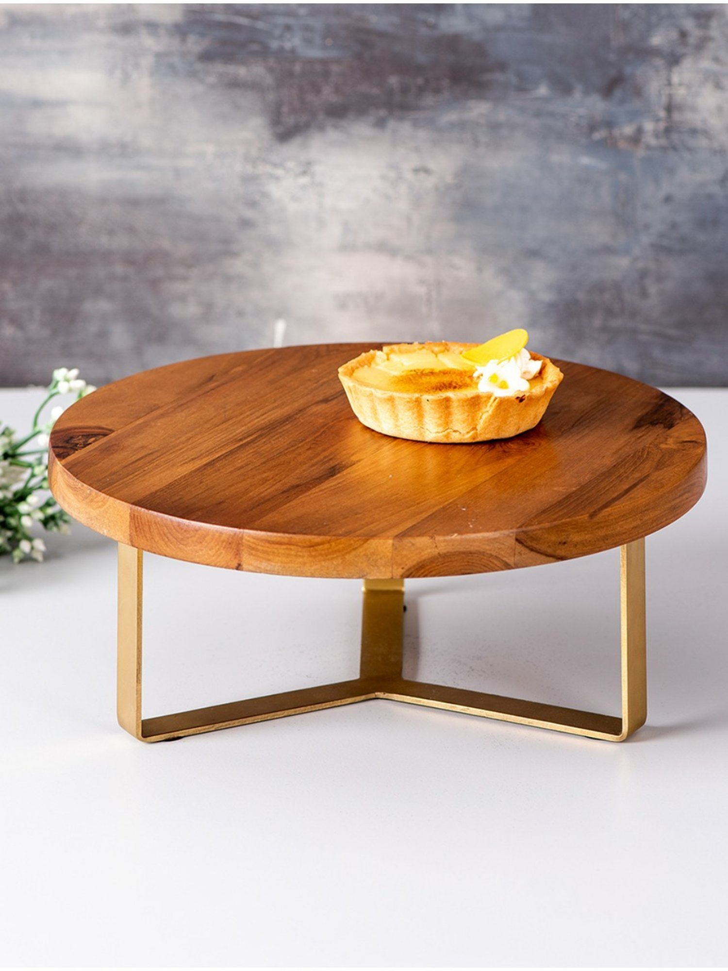 India Circus Color Bordered Blue Bone China Cake Stand