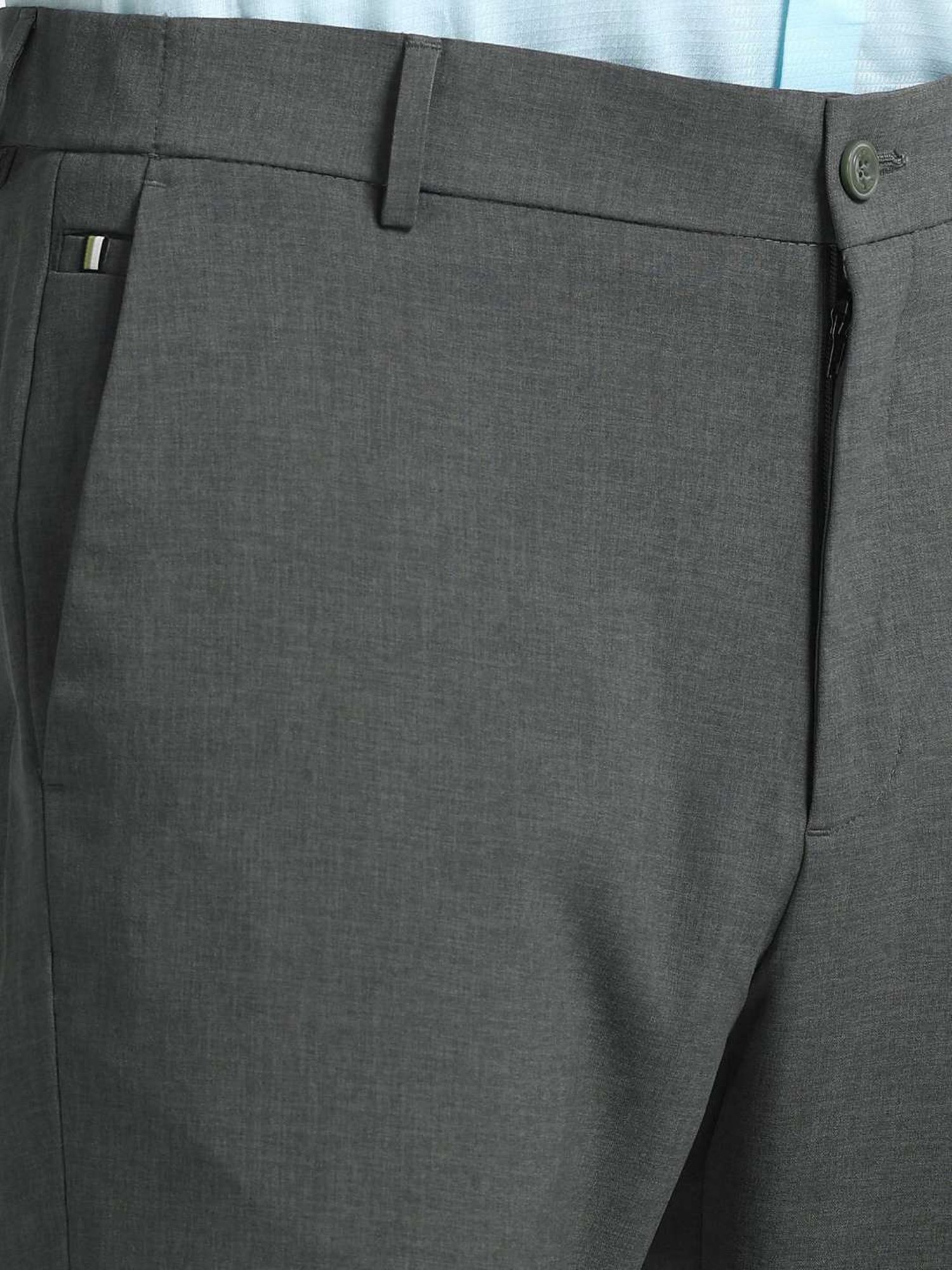 Arrow New York Olive Slim Fit Self Pattern Trousers