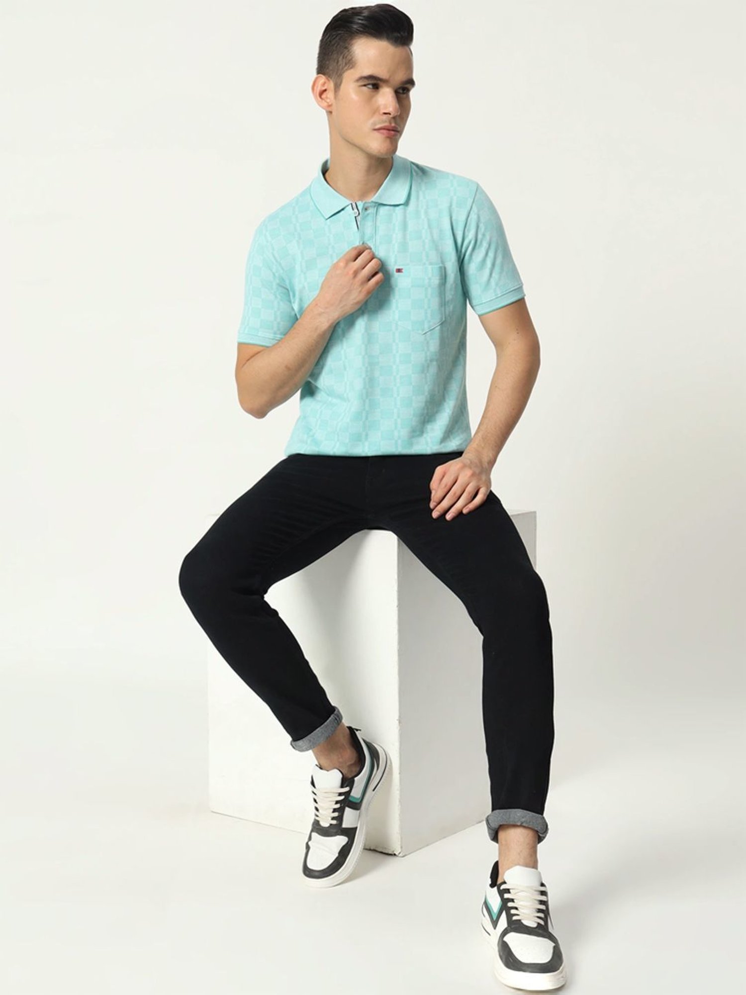 Tab91 Green Regular Fit Printed Polo T-Shirts