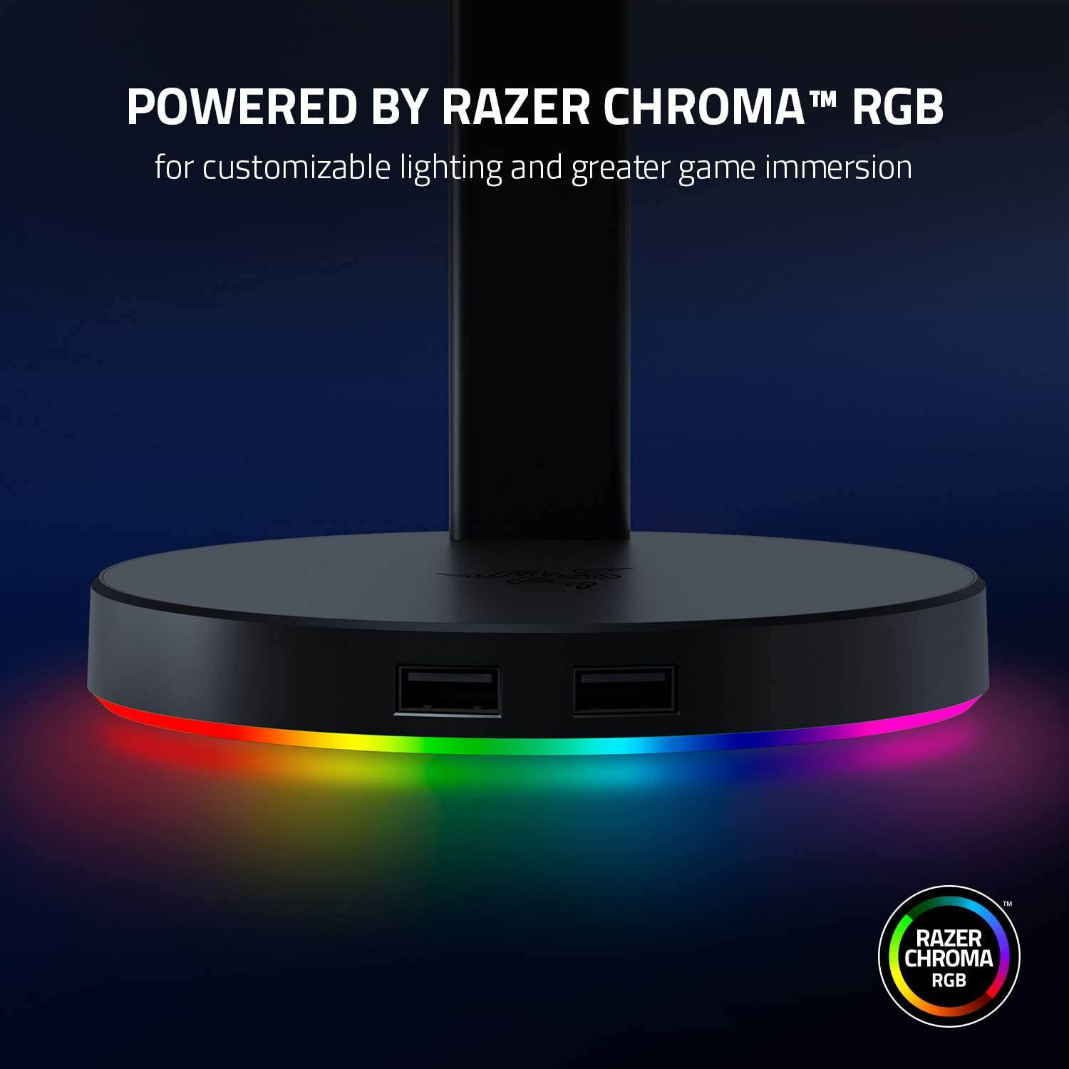 Razer Base Station V2 Chroma: Chroma RGB Lighting - Non-Slip Rubber Base - Designed for Gaming Headsets - Classic Black (RC21-01510100-R3U1)