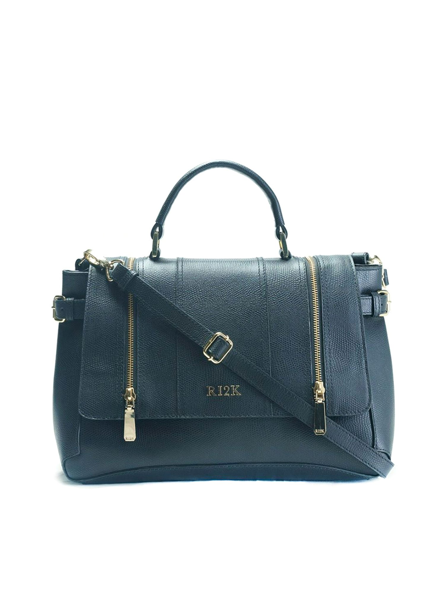 RI2K London Black Leather Large Satchel Handbag