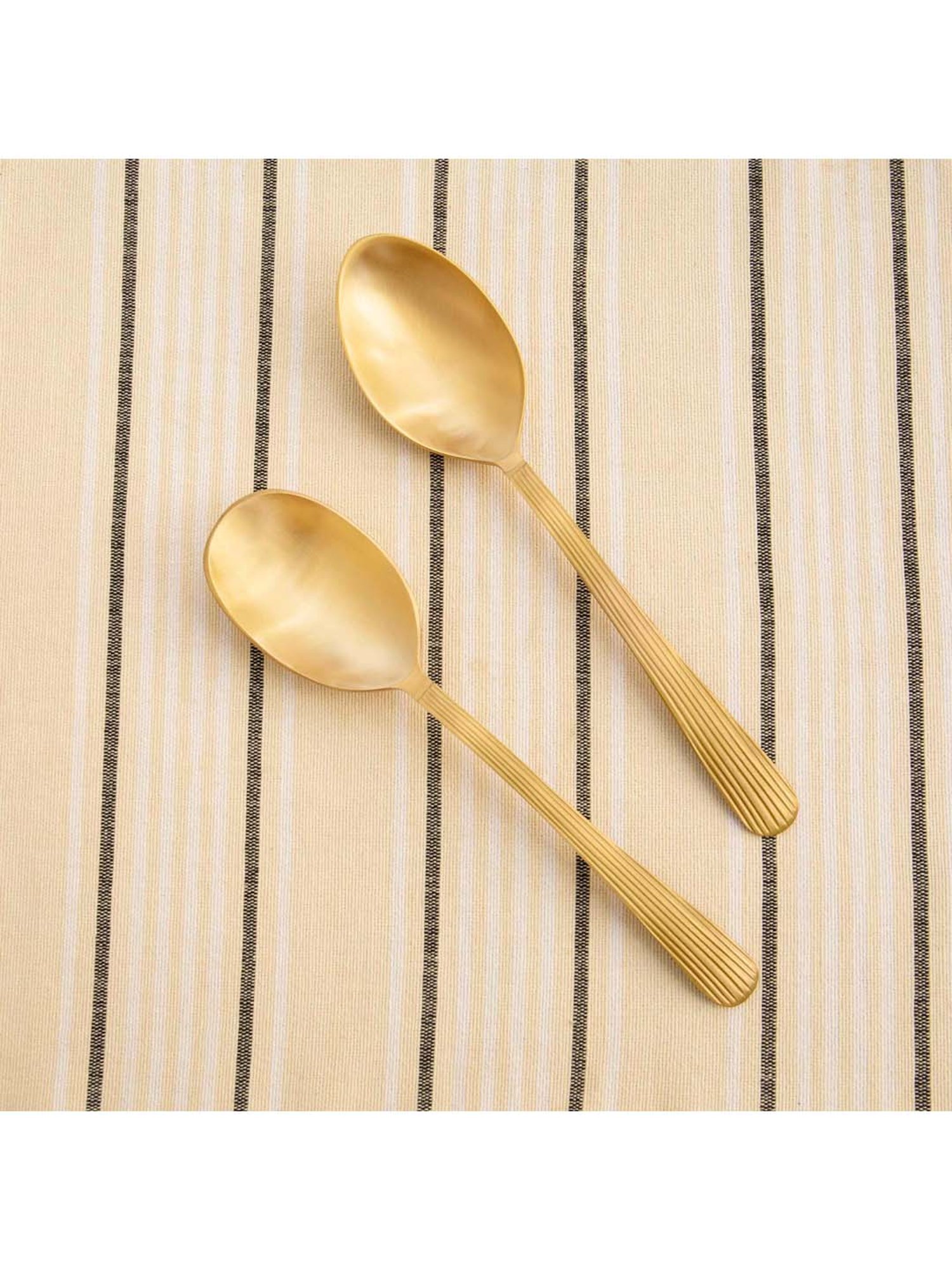 ellementry Celestial Golden Brass Serving Spoons - Set of 2