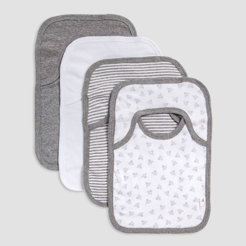 Burt's Bees Baby® Organic Cotton 4pk Lap Shoulder Bibs - Heather Gray