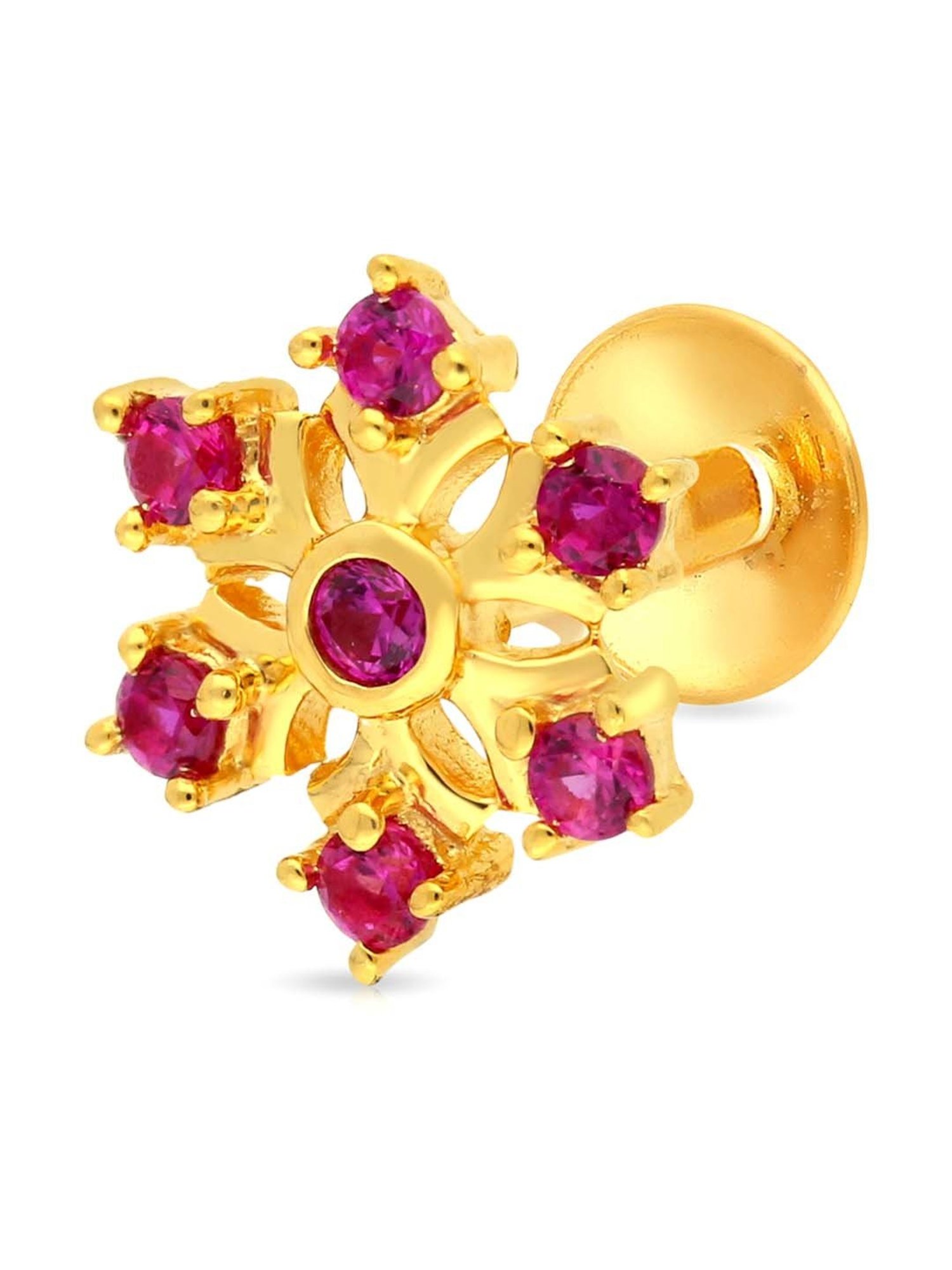 Malabar Gold and Diamonds 22k Gold Floral Nosepin for Women