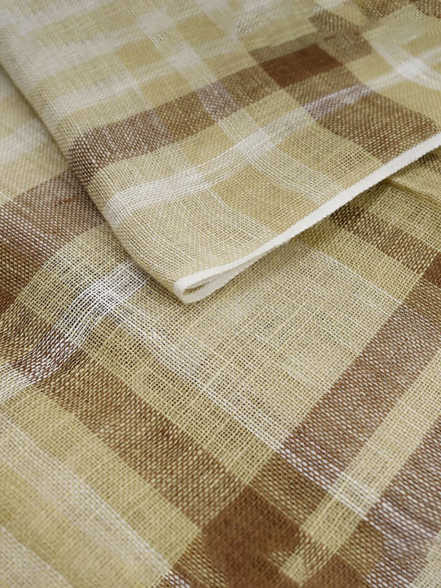 Linen Club Brown Checks Pure Linen Stole