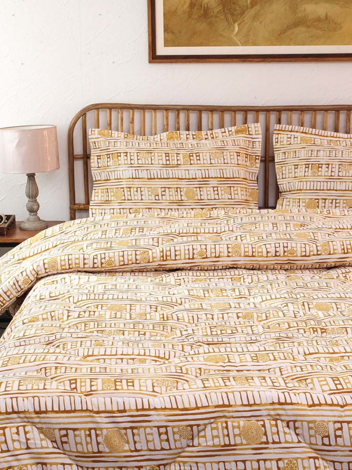 House This Yellow 350 GSM Cotton Double Comforter