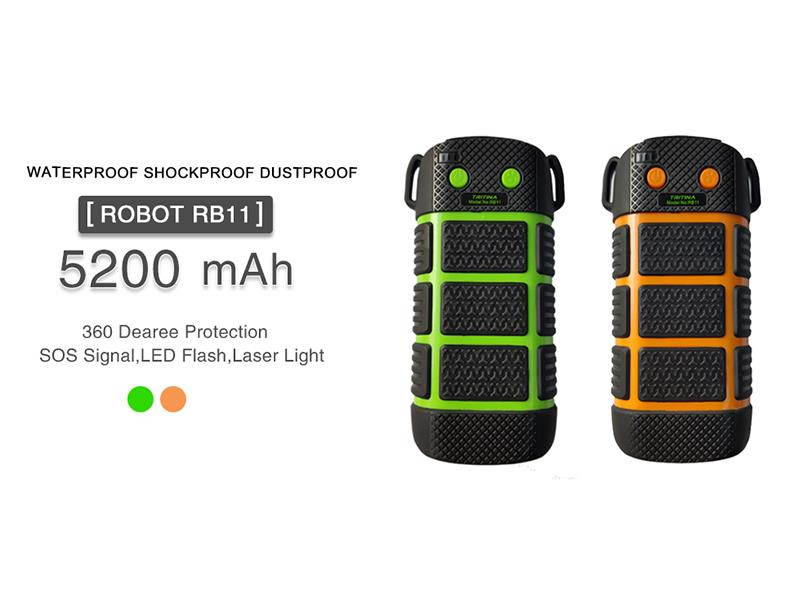 Tritina Waterproof Power bank - LED Light - SOS Signal, 5200mAh Travel Power Backup for Iphone, Smartphone,Safe Battery ---(Orange)