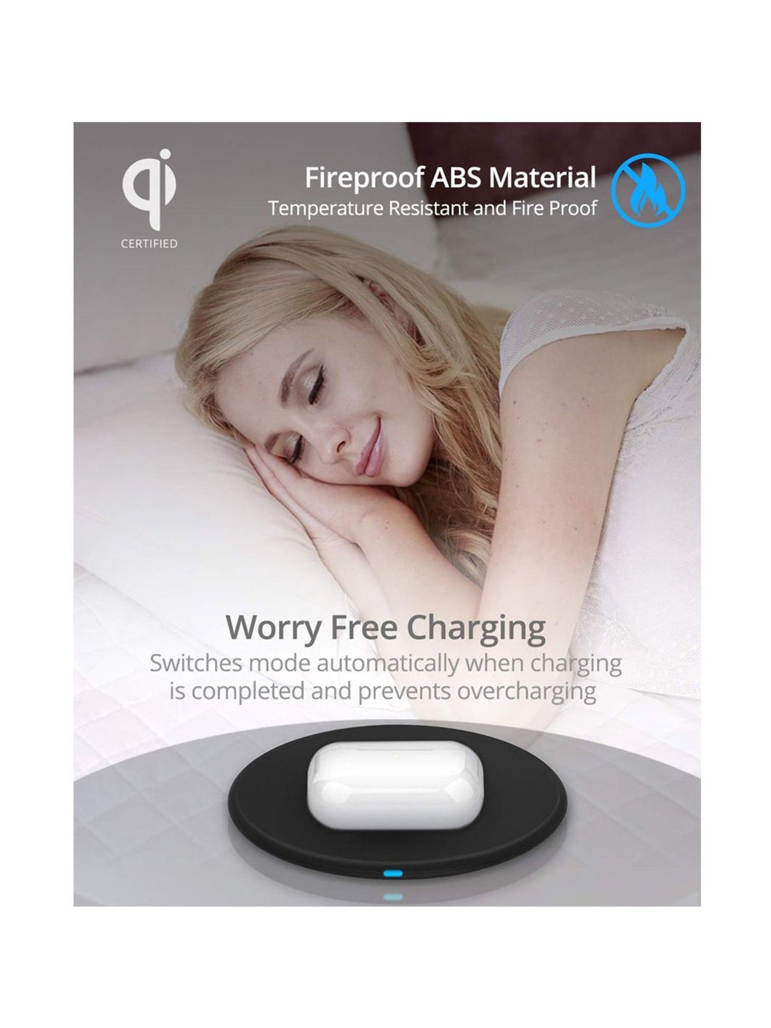 RAEGR Arc 400 Qi Certified Type-C PD 10W / 7.5W / 5W Wireless Charger / Charging Pad - (Blue)