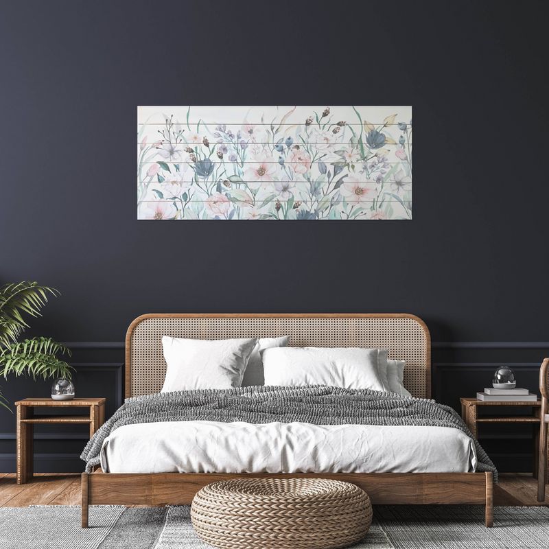 19" x 45" Garden Print on Planked Wood Wall Sign Panel Pink - Gallery 57