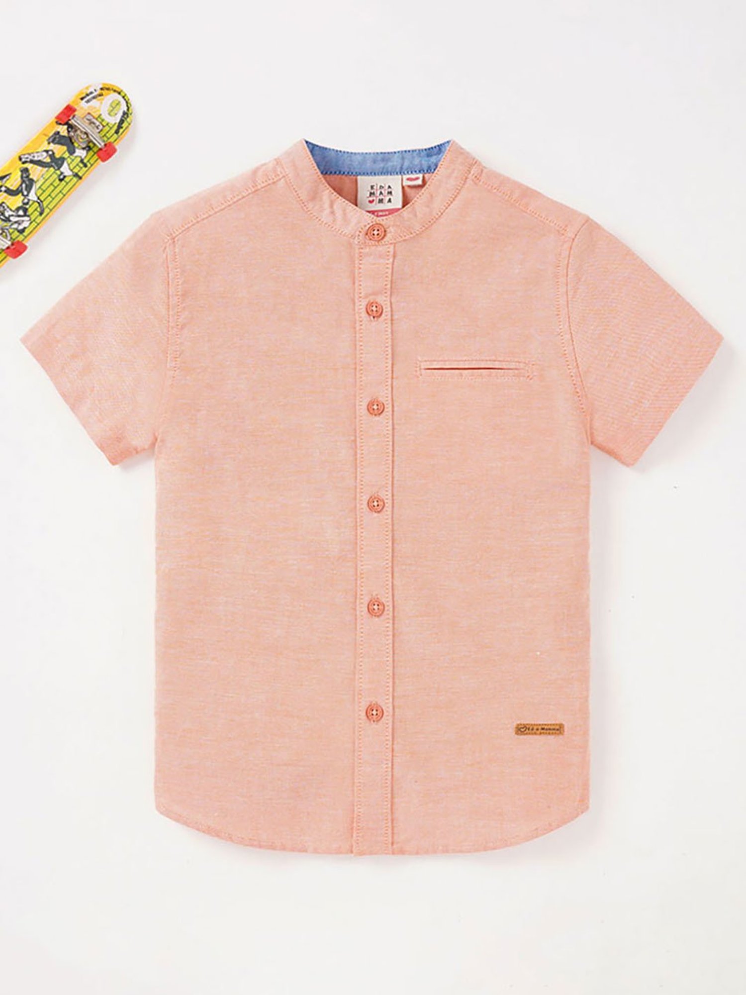Ed-a-Mamma Kids Light Coral Solid Full Sleeves Shirt