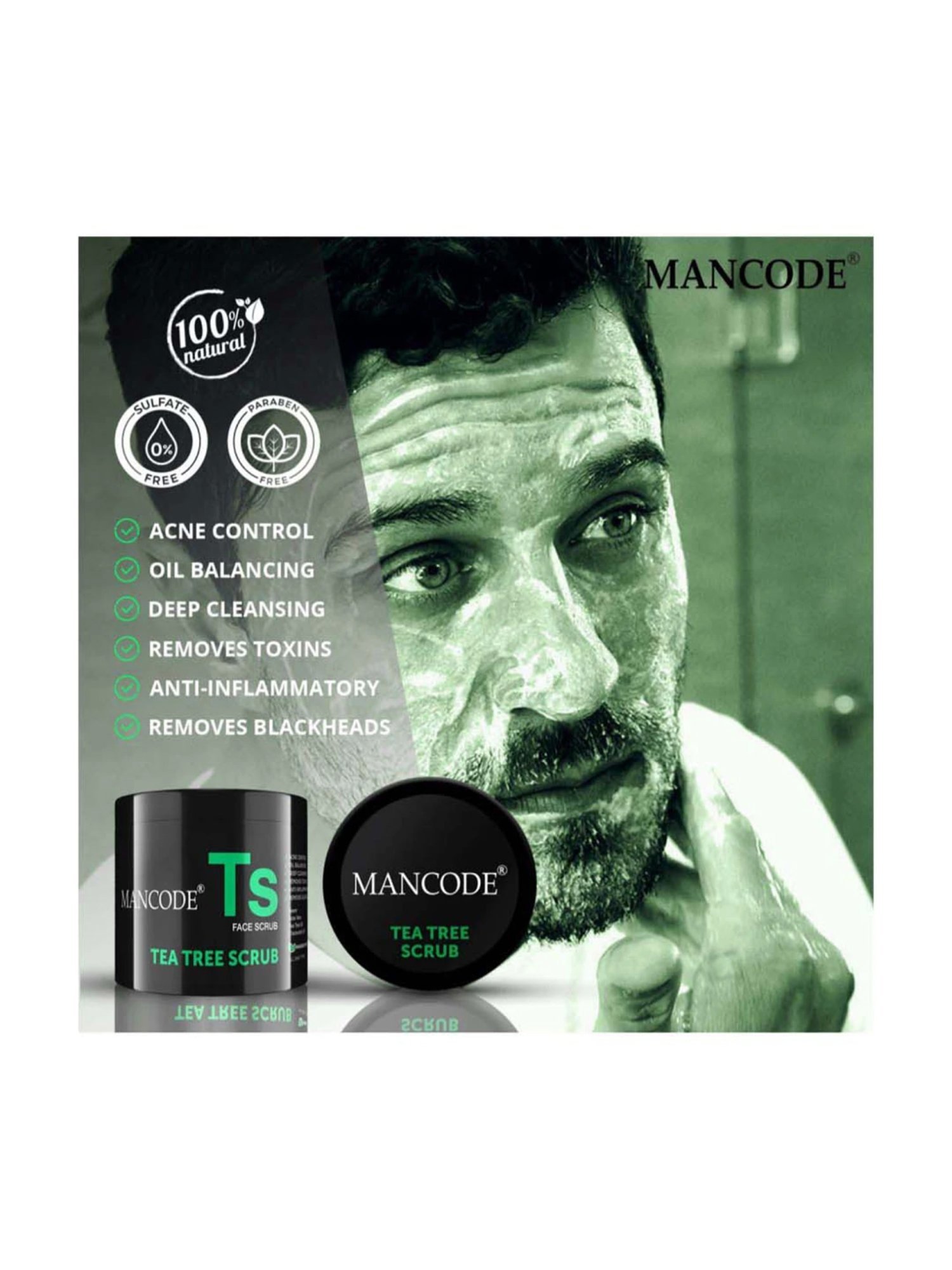 Mancode Tea Tree Scrub - 100 gm