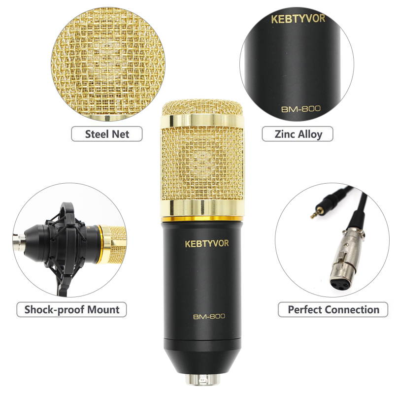 BM - 800 BM800 Professional Condenser Sound Recording Microphone with Shock Mount Sound Studio for Radio Braodcasting Microphone