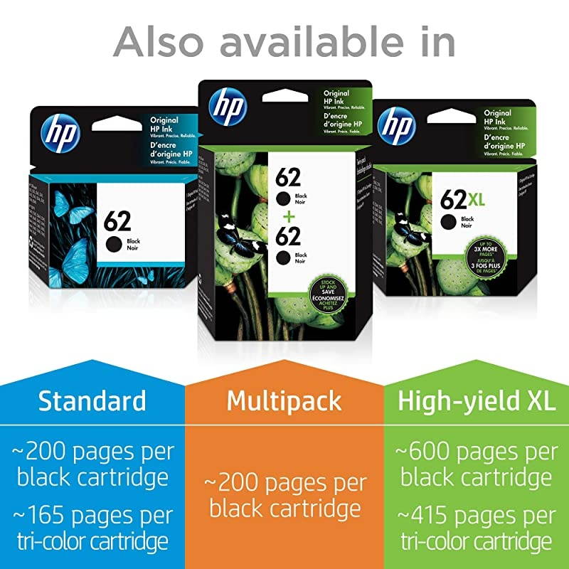 62 | 2 Ink Cartridges | Black Tricolor | C2P04AN C2P06AN N9H64FN
