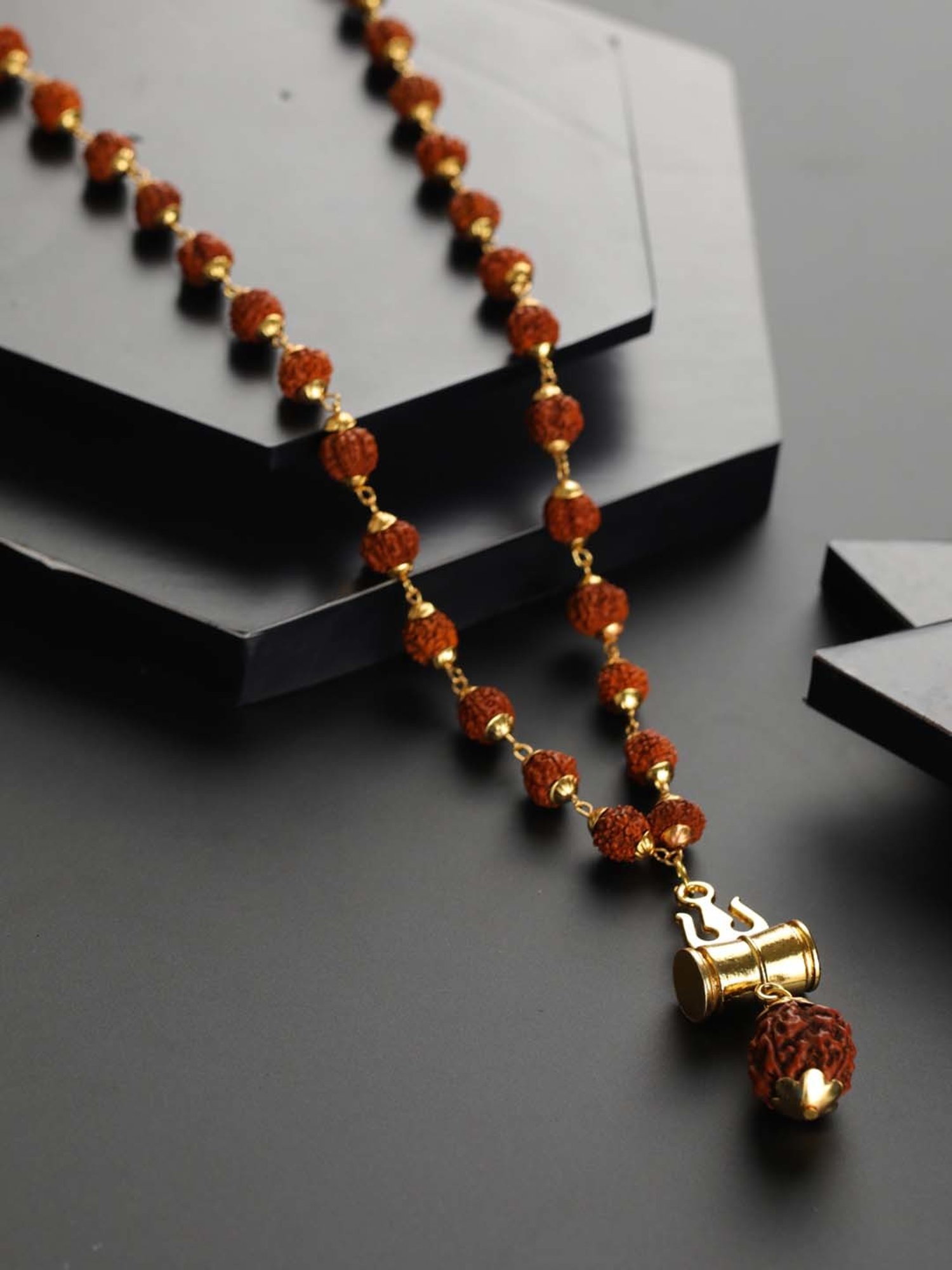 Bold by Priyaasi Trishul Rudraksha Gold-Plated Chain for Men