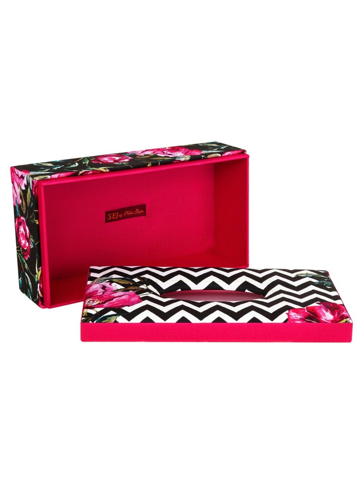 SEJ by Nisha Gupta Multicolor Wooden Tissue Paper Box Holder - Set of 1