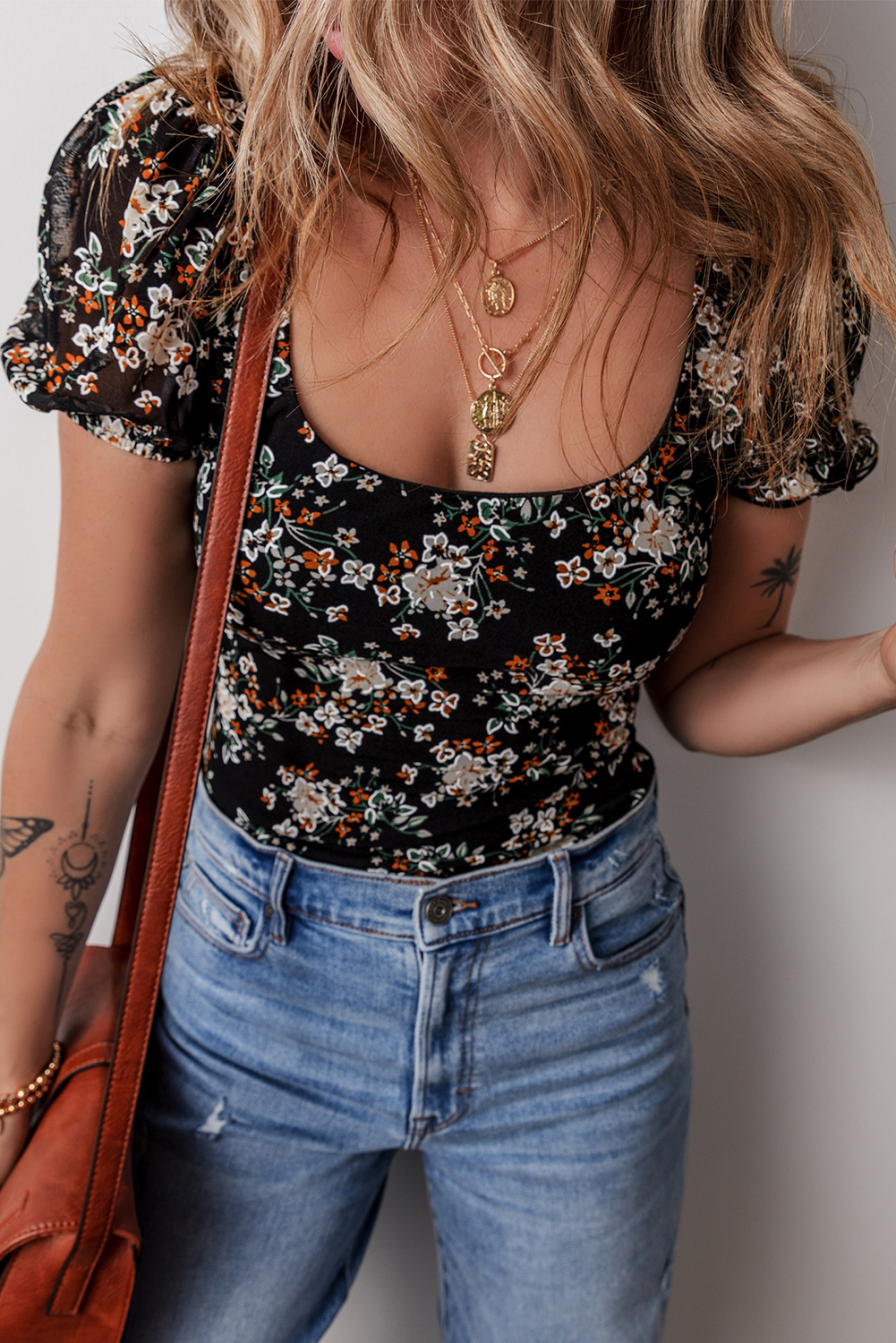 Rose Red Rhinestone Mesh Long Sleeve Bodysuit