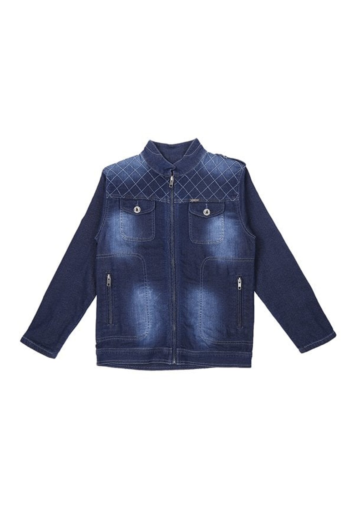 Allen Solly Junior Navy & Green Color Block Full Sleeves Jacket