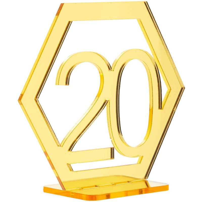 Hexagon Acrylic Table Numbers 1-20 (3.5 x 4 in)