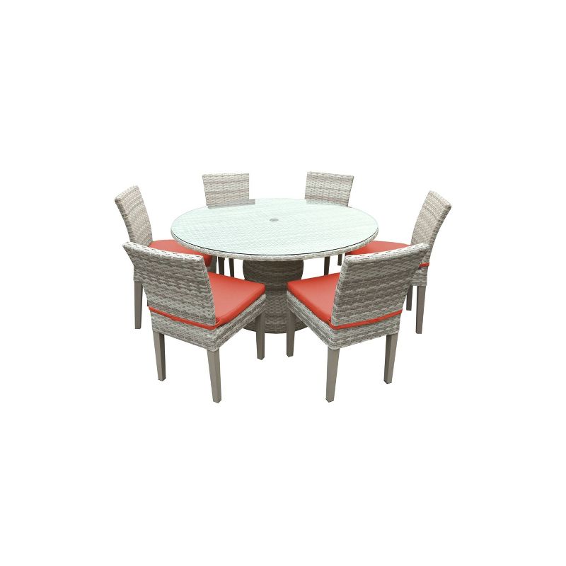Fairmont 7pc Patio Dining Set - Tangerine - TK Classics