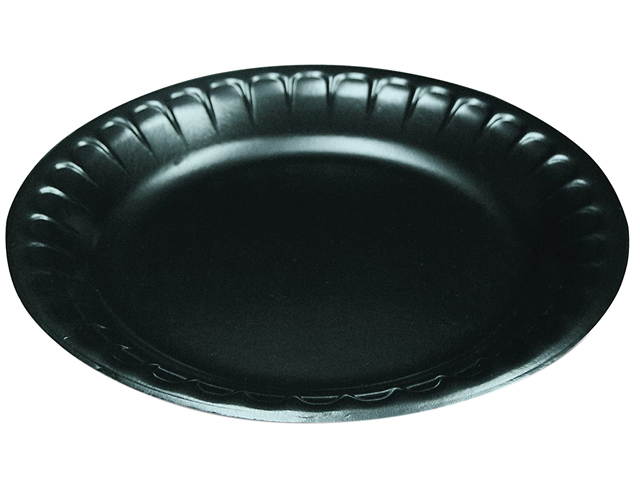Pactiv 0TKB0006000Y Laminated Foam Dinnerware, Plate, 6", Black, 125/Pack