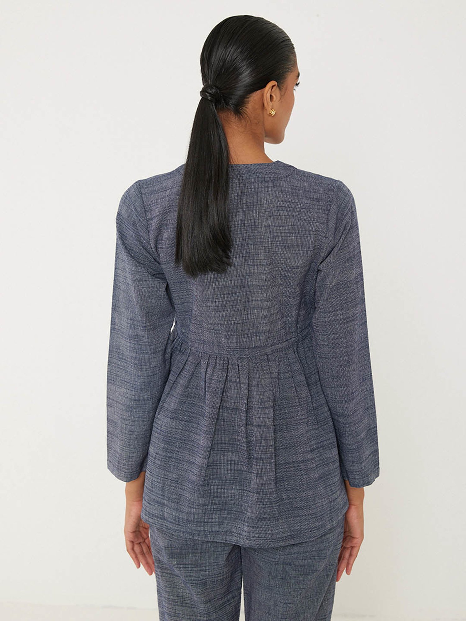 ANCESTRY Blue Top & Pant Set With Jacket