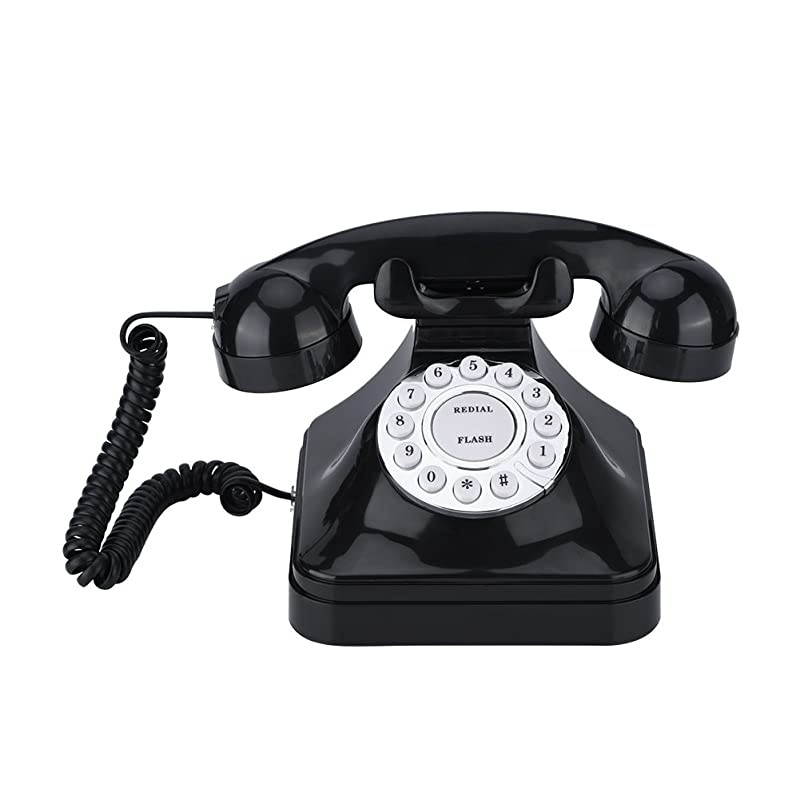 TelephoneRetro Vintage Desktop Wired Landline Phone with Flash Redial and Reserve Function for HomeOffice Decoration Old Fashioned Rotary Dial