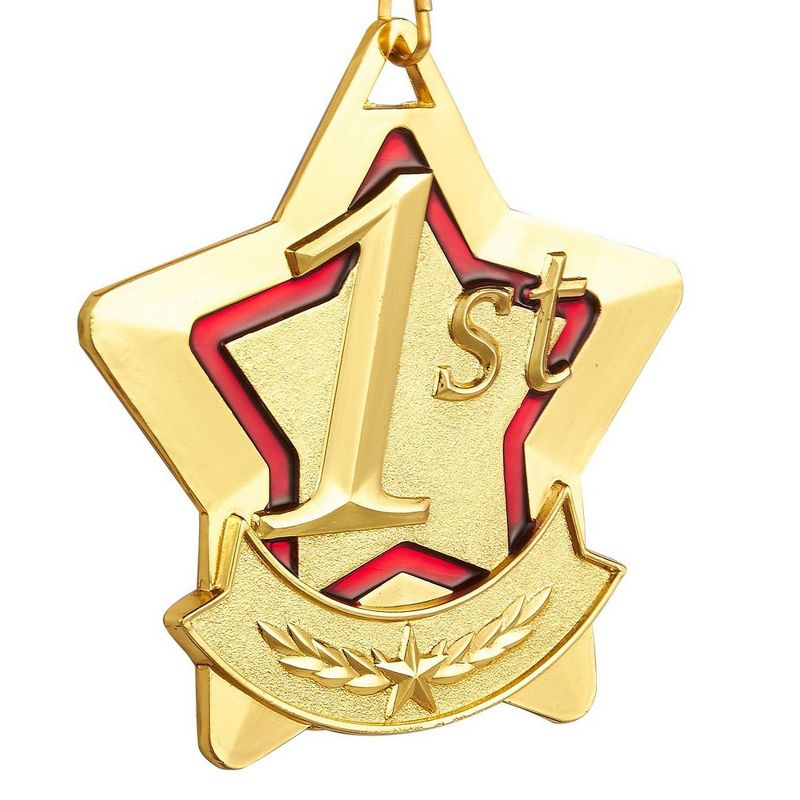 Juvale 3-Piece Award Medals Set - Metal Star-Shaped Gold, Silver, Bronze for Competitions, Spelling Bees