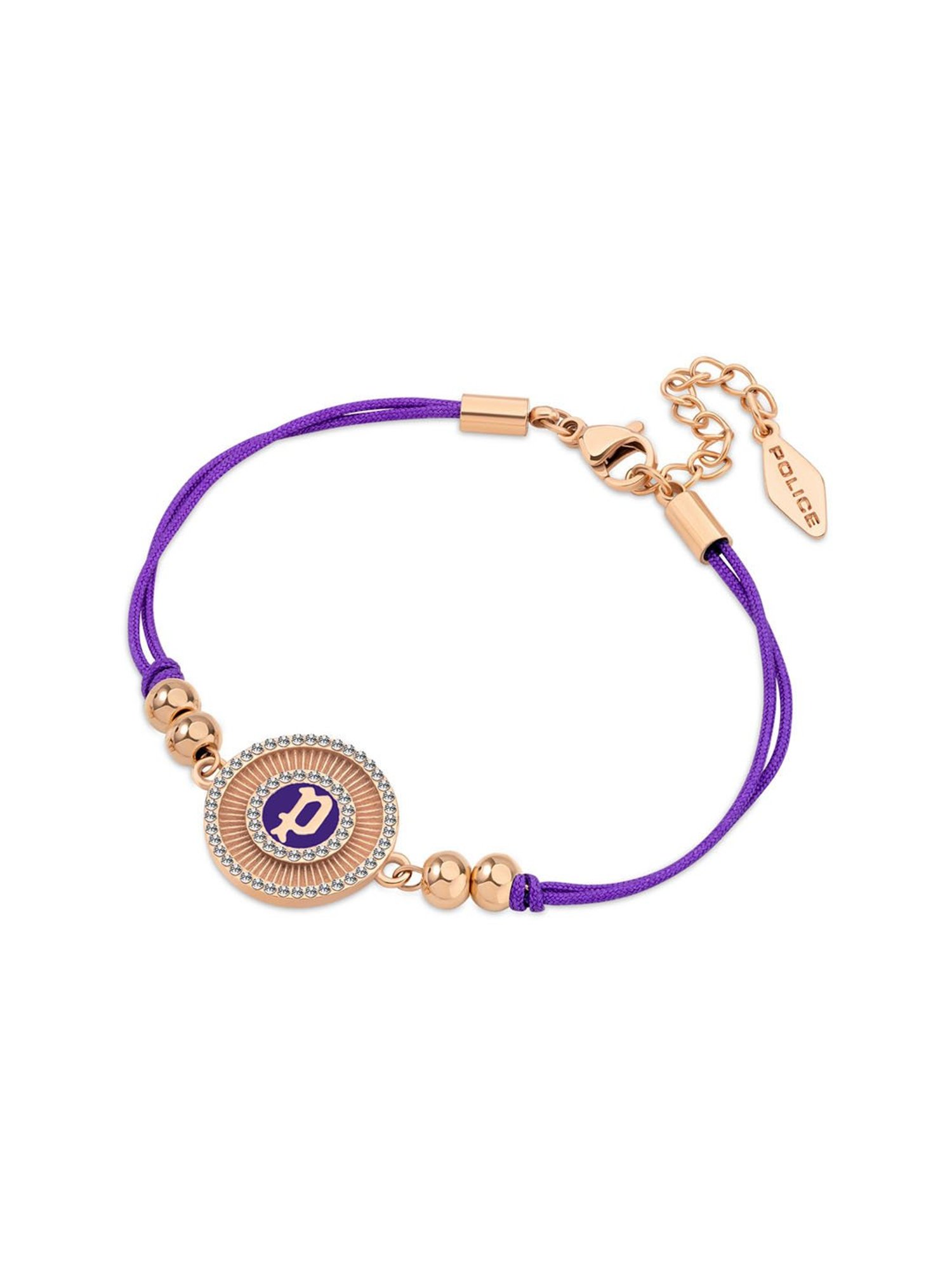Police Luck Crystal With Double Cord Violet Flexible fit Bracelet for Women