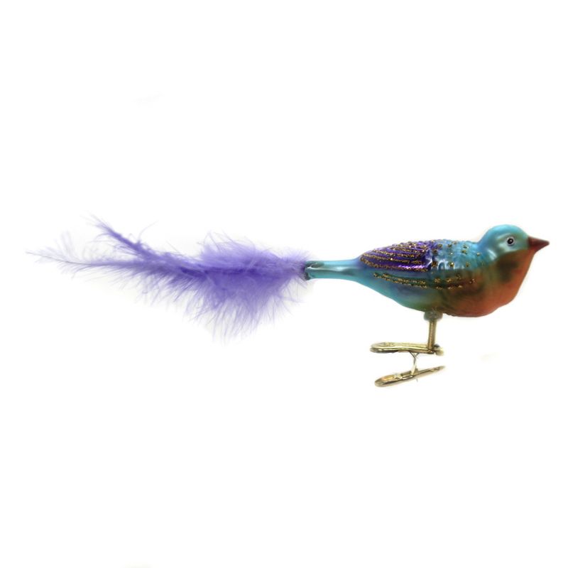 Old World Christmas Forest Finch Ornament Clip On Bird Feather  -  Tree Ornaments