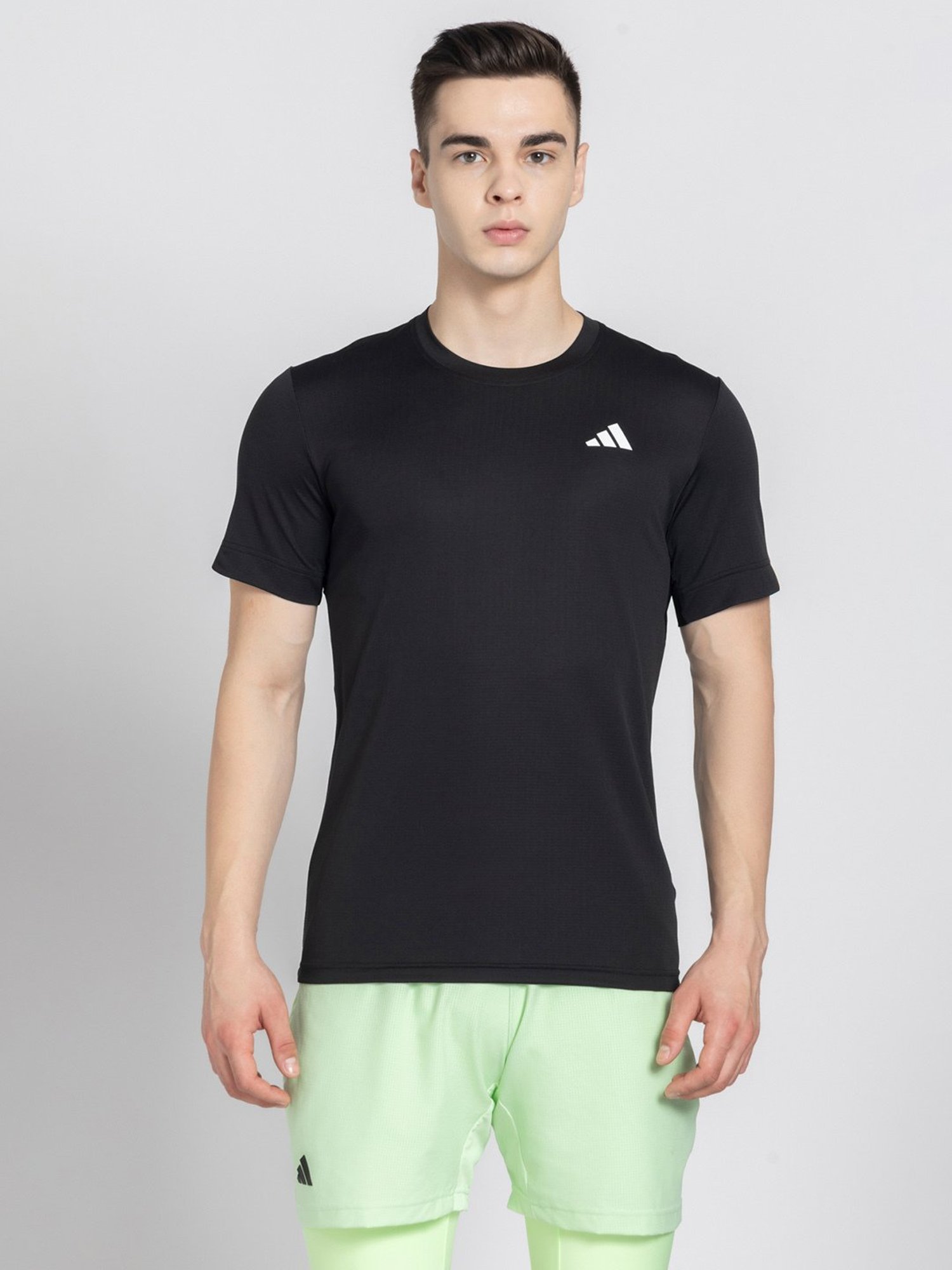 adidas Black Slim Fit Freelift Tennis T-Shirt