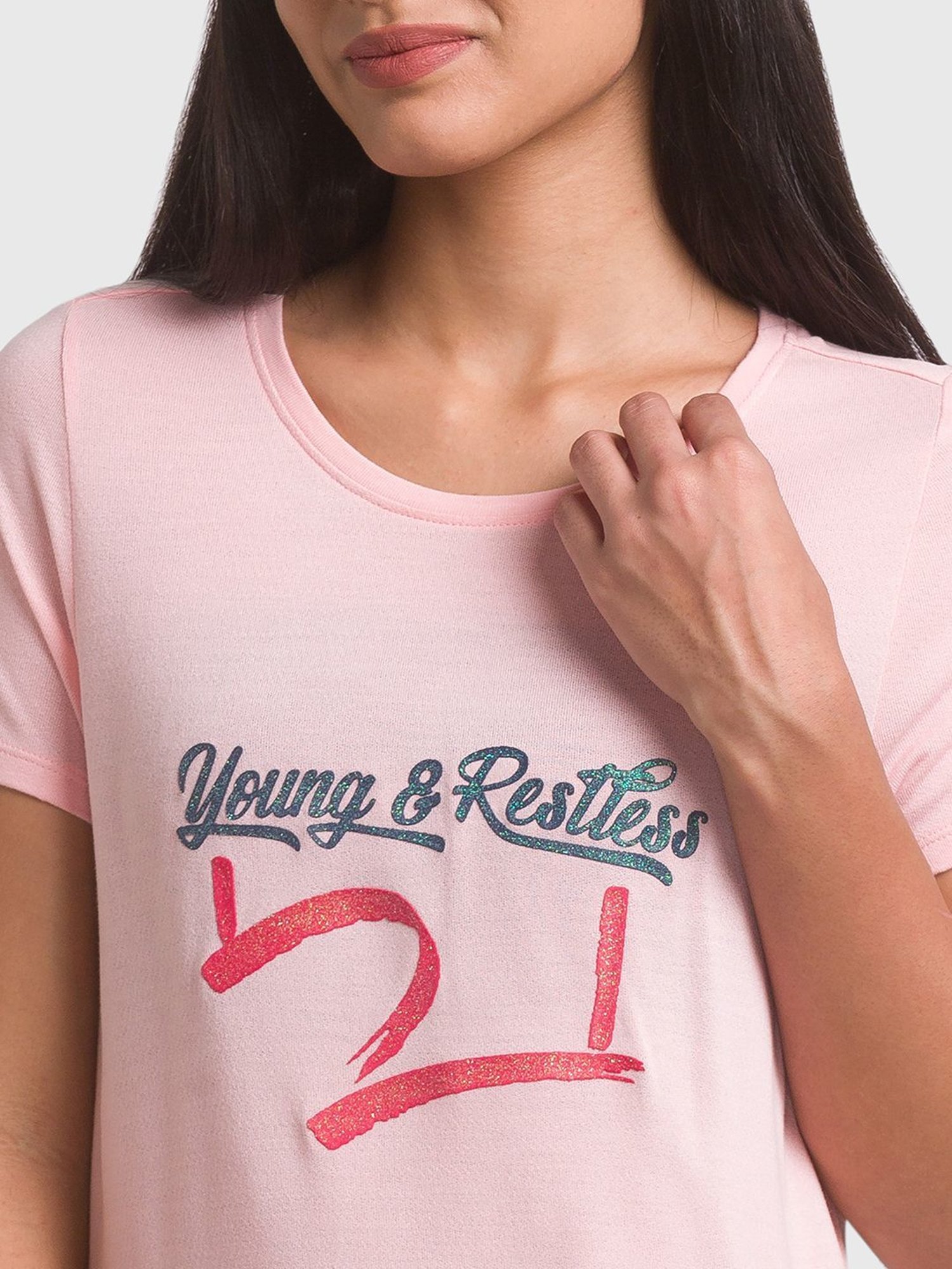 Spykar Pink Printed T-Shirt