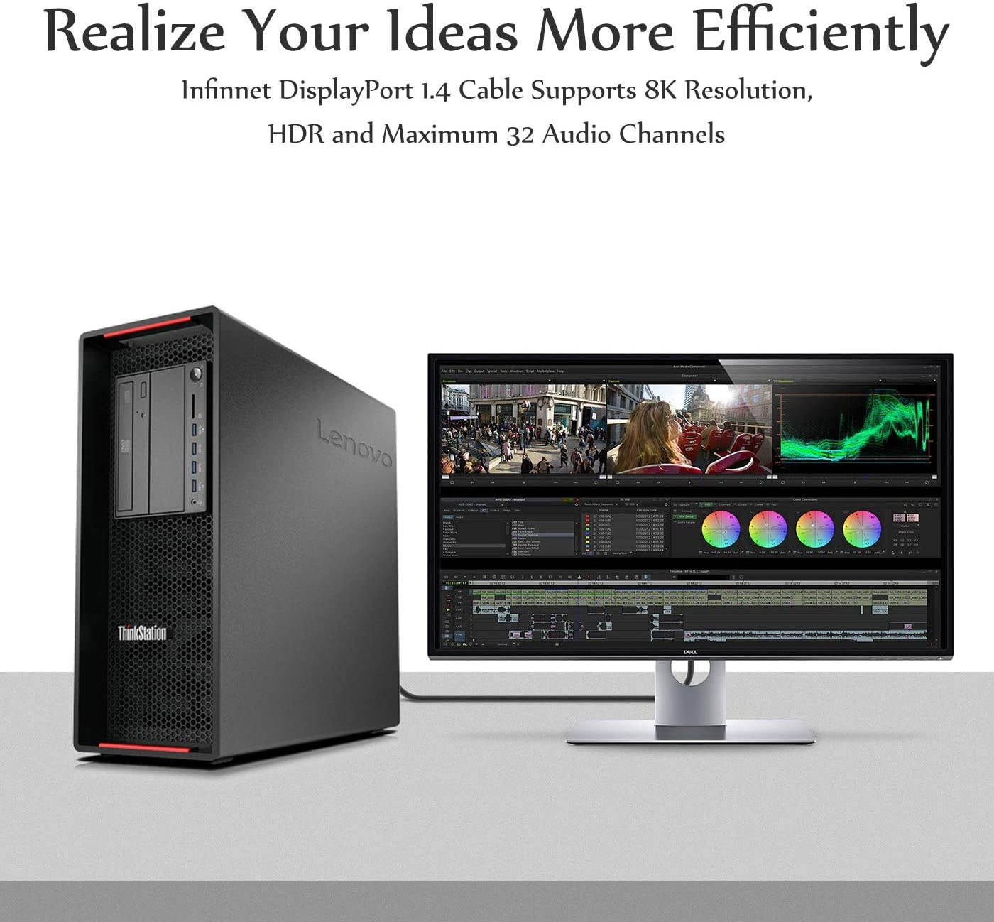 Infinnet DisplayPort 1.4 Cable 8K 60Hz 4K 144Hz 4K 120Hz 2K 280Hz 240Hz 1080p 360Hz DisplayPort to DisplayPort Cable DP 1.4 HBR3 Cord HDR VESA Certified 3 Meters (9.84 ft) Black