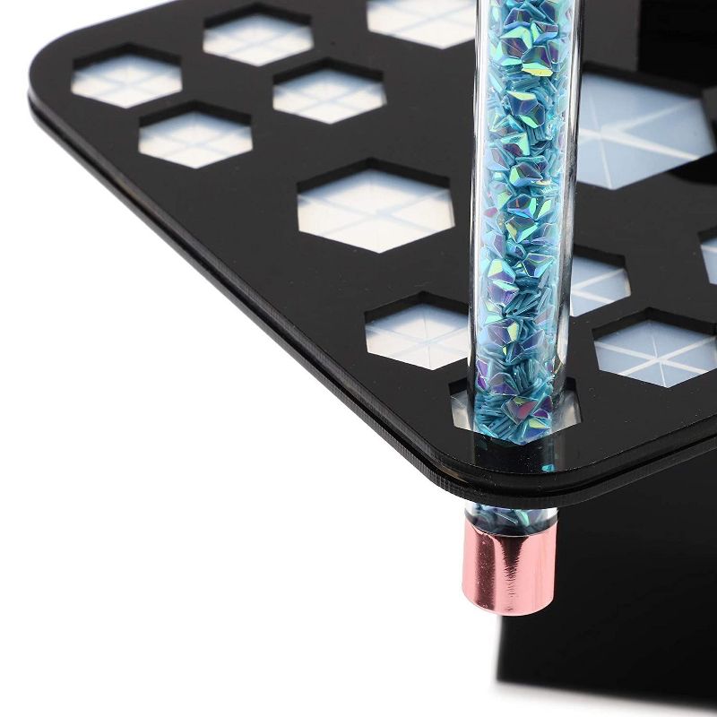 Glamlily 2 Pack Black Makeup Brush Drying Rack Stand with 26 Holes (7.8 x 5 x 6 in)