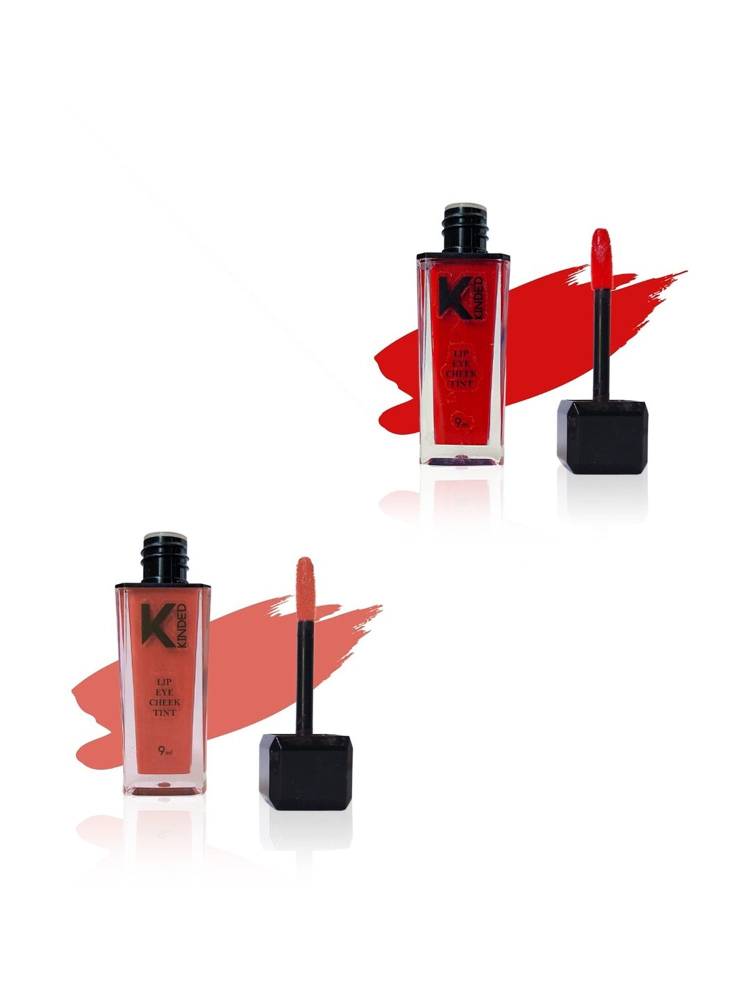 KINDED Lip Eye Cheek Tint Brick Red & Perfect Nude Combo