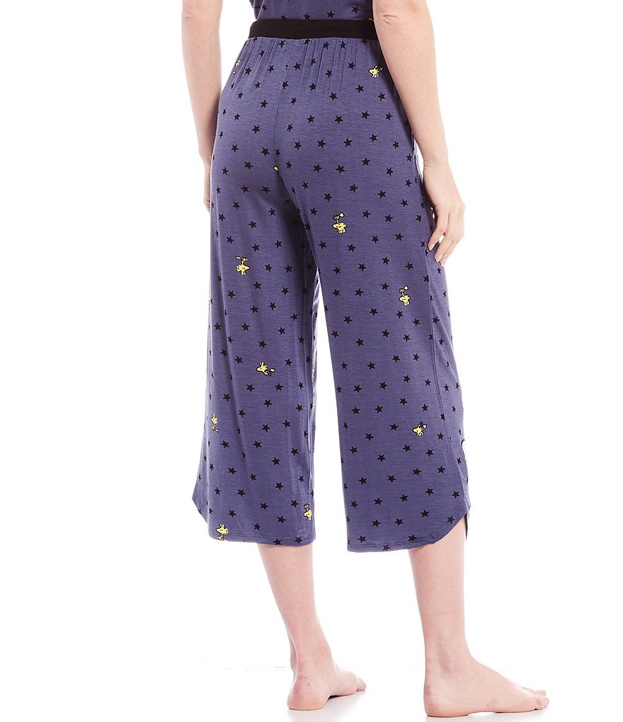 Peanuts Snoopy Print Knit Capri Sleep Coordinating Drawstring Pants