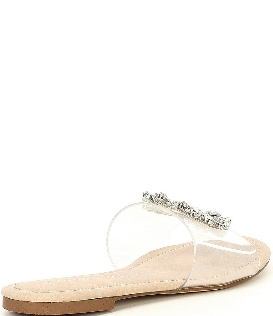 Gianni Bini LotteeThree Rhinestone Ornament Detail Clear Vinyl Slides