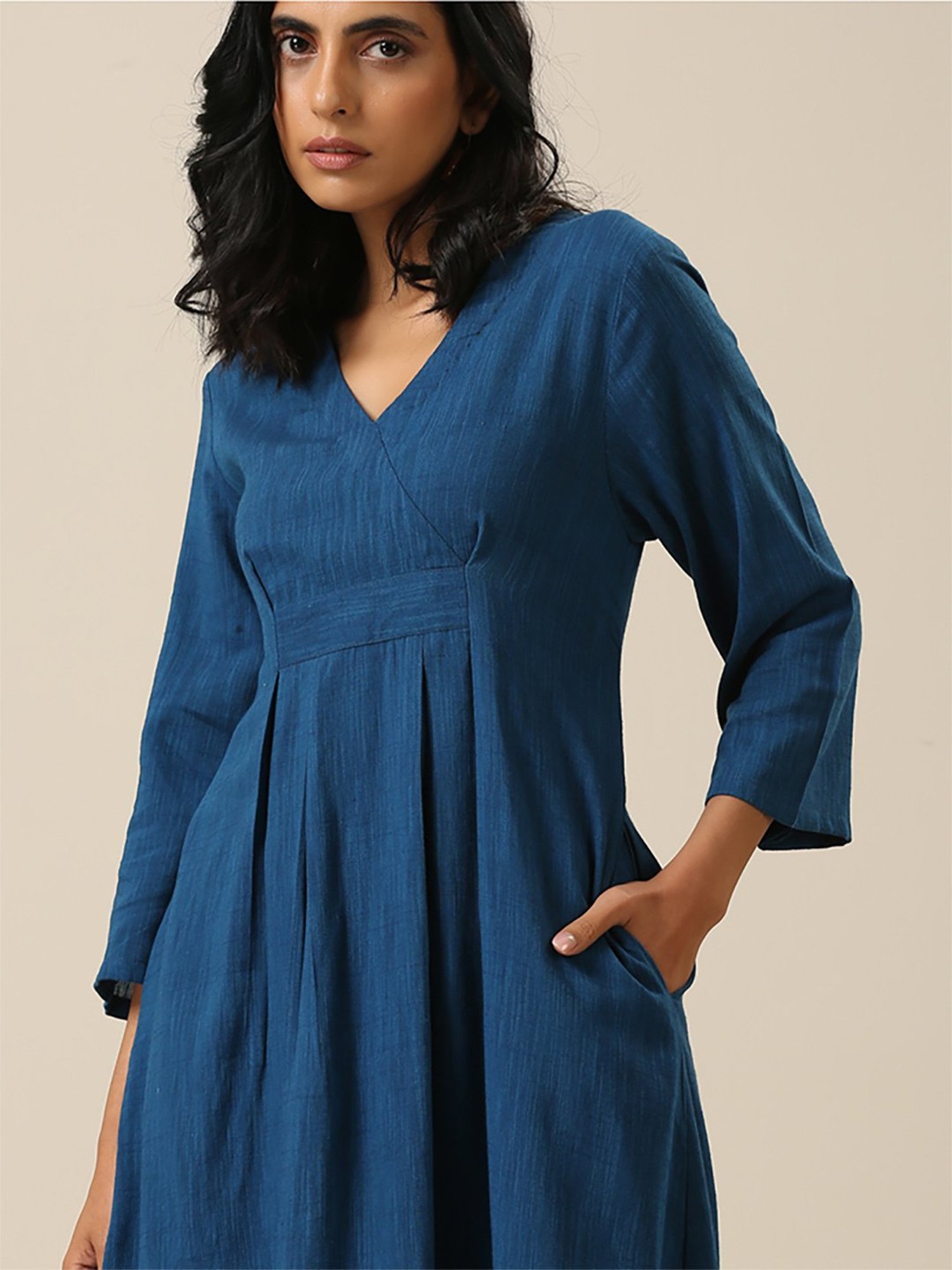 true Browns Blue Cotton Kurta Palazzo Set