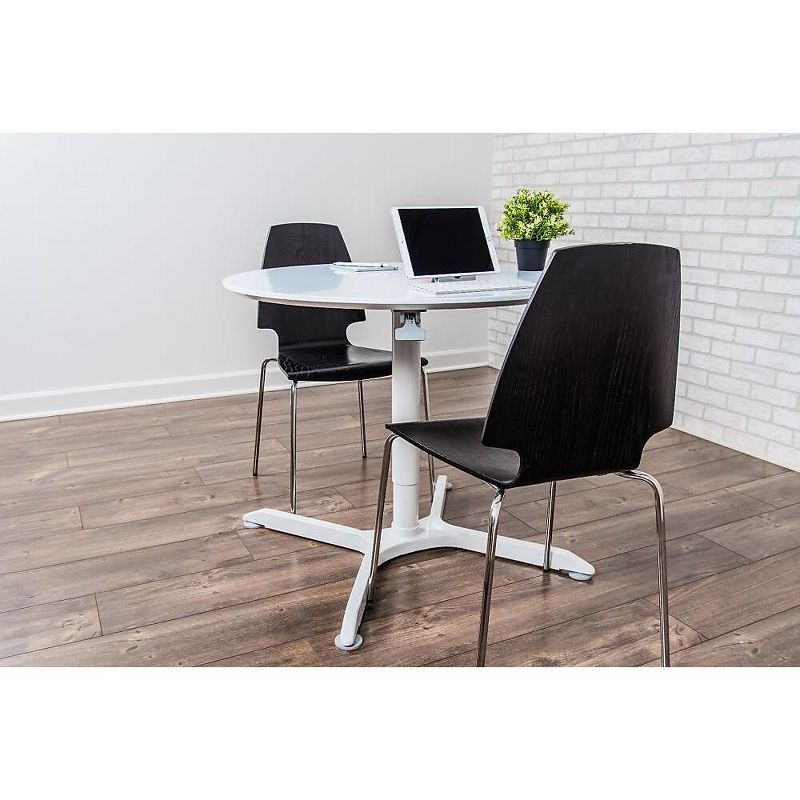 Luxor 32 Round Height Adjustable Caf'e Table, White LX-PNADJ-32RD