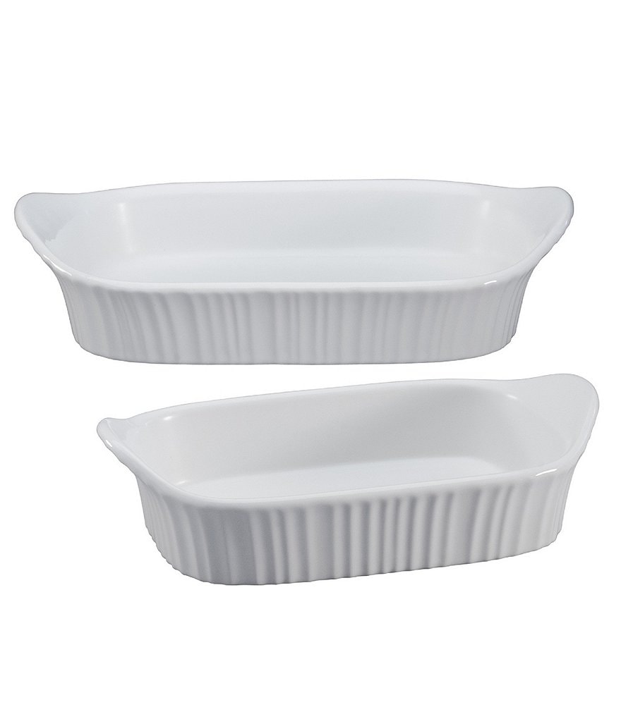 CorningWare French White 2-Piece Rectangular Baking Dish Set